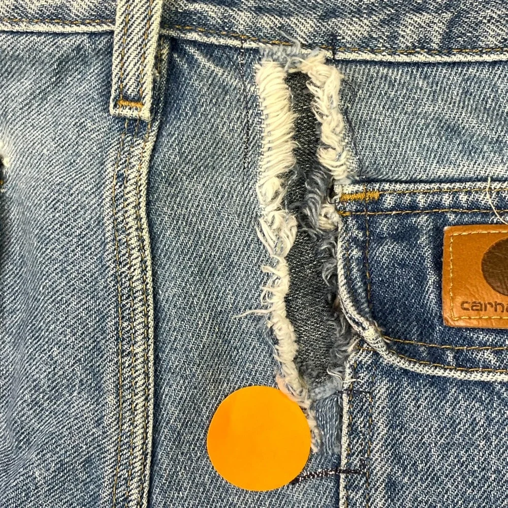 Carhartt Washed Denim Cargo Short Mens 40 Blue Utility Rugged Workwear Outdoor